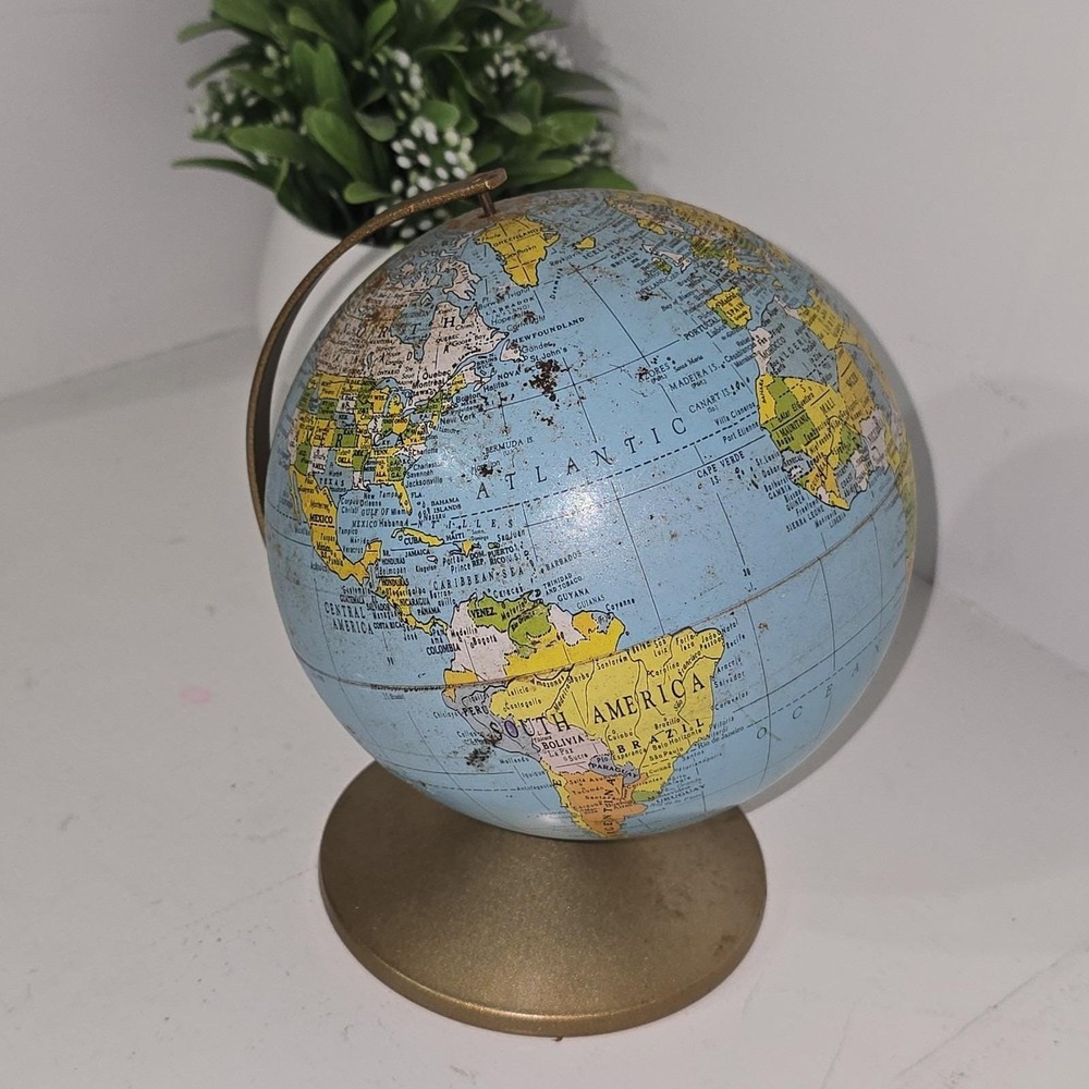 Replogle Revere Vintage‎ Globe 6" Gold Stand Cold War Era USSR Dark Academia